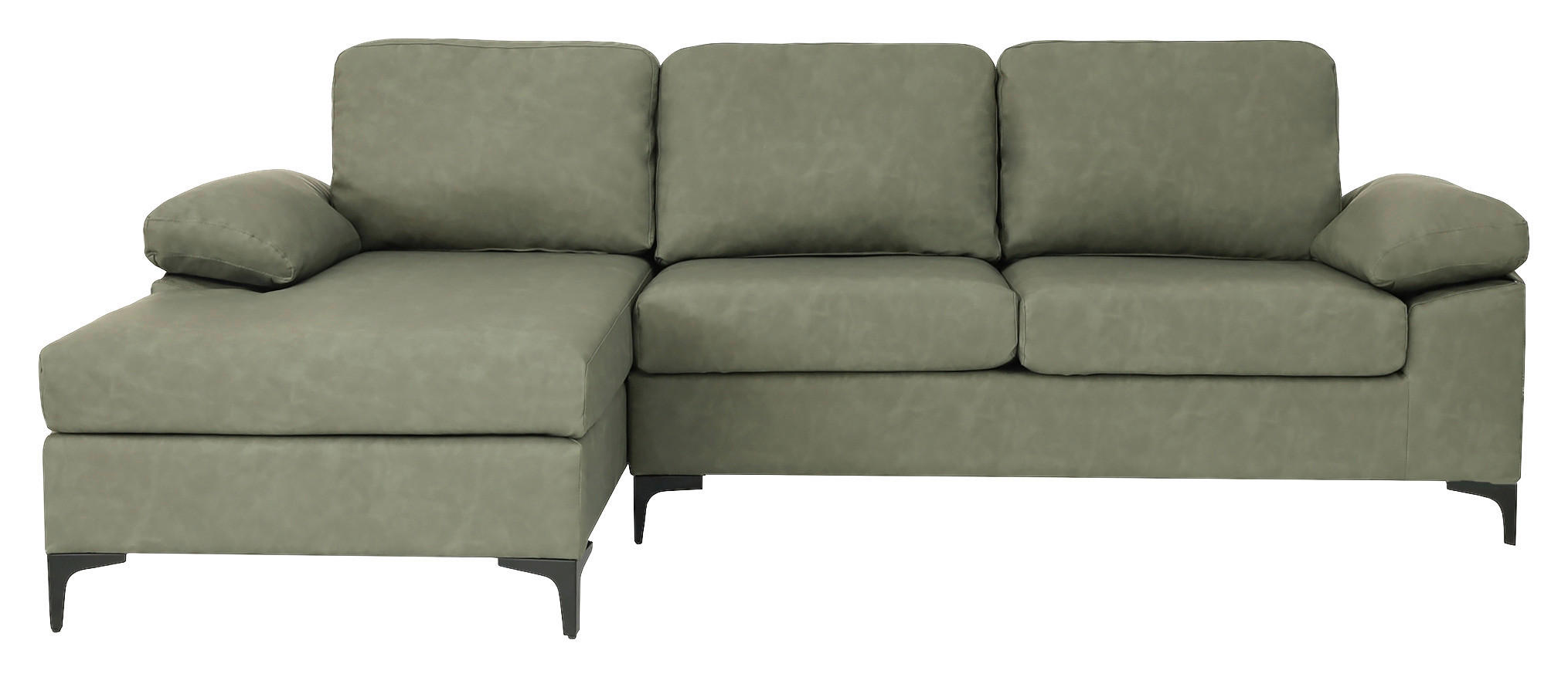 ECKSOFA in Lederlook Grün  - Schwarz/Grün, Konventionell, Kunststoff/Textil (135/262cm) - MID.YOU