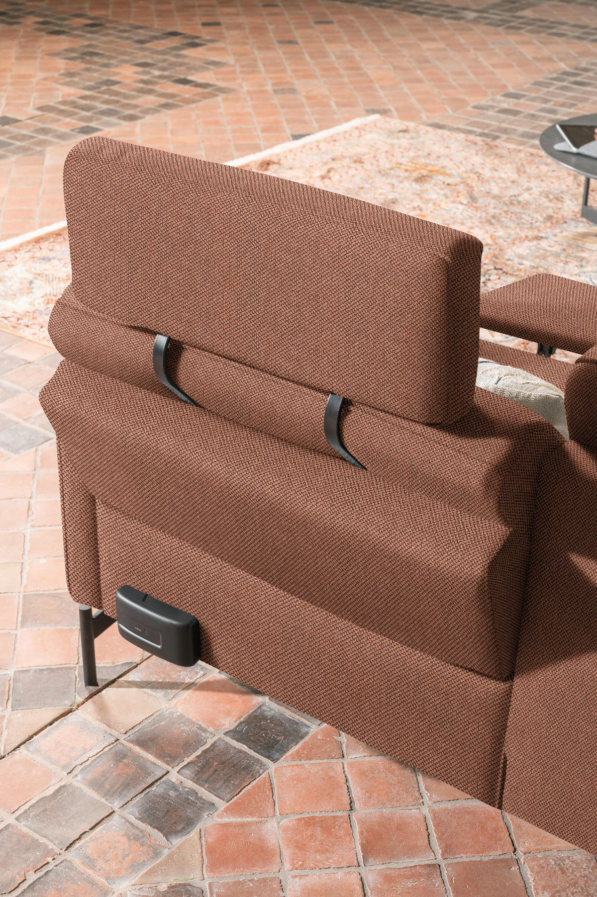 ECKSOFA in Flachgewebe Rostfarben  - Rostfarben/Anthrazit, Design, Textil/Metall (230/254cm) - Johann Jakob