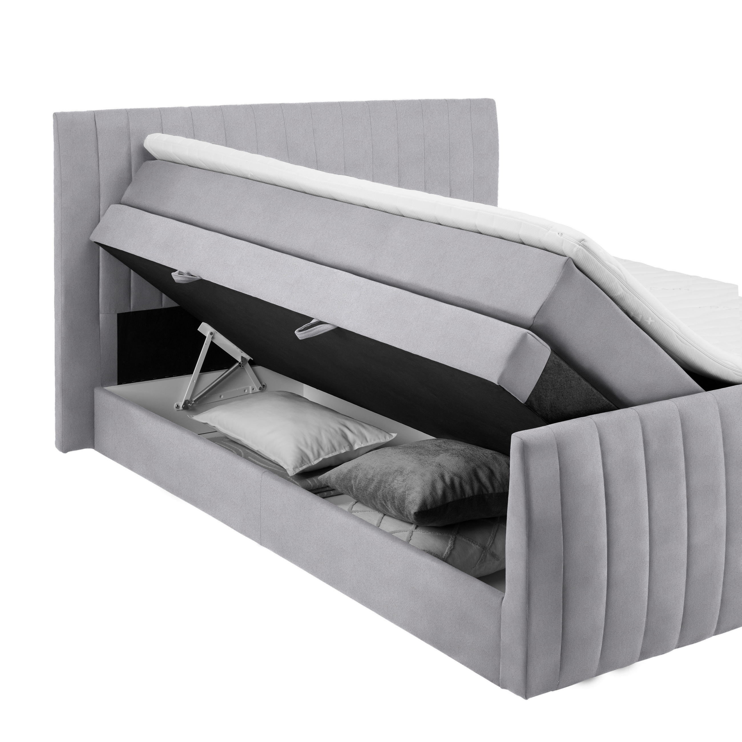 BOXSPRINGBETT 160/200 cm  in Grau  - Schwarz/Grau, KONVENTIONELL, Kunststoff/Textil (160/200cm) - Boxxx