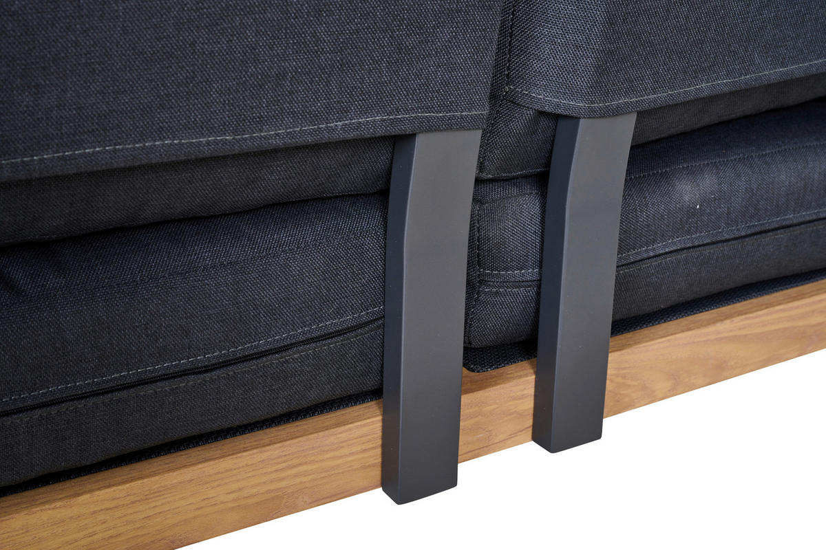 LOUNGEGARNITUR 2-teilig   73,5/78,5/155 cm Aluminium  - Anthrazit/Teakfarben, Basics, Textil/Metall (73,5/78,5/155cm) - Siena Garden