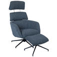 RELAXSESSELSET Webstoff Hocker, Kopfteilverstellung    - Schwarz/Grau, Design, Textil/Metall (73/110/87cm) - Dieter Knoll