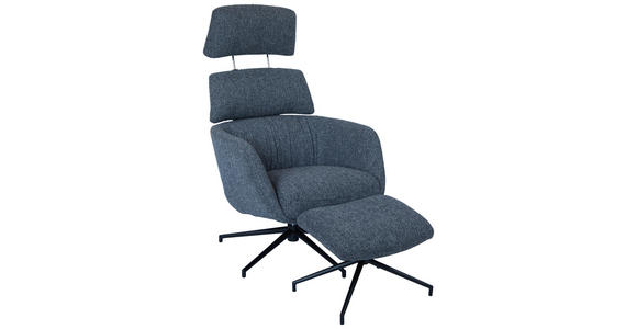 RELAXSESSELSET Webstoff Hocker, Kopfteilverstellung    - Schwarz/Grau, Design, Textil/Metall (73/110/87cm) - Dieter Knoll