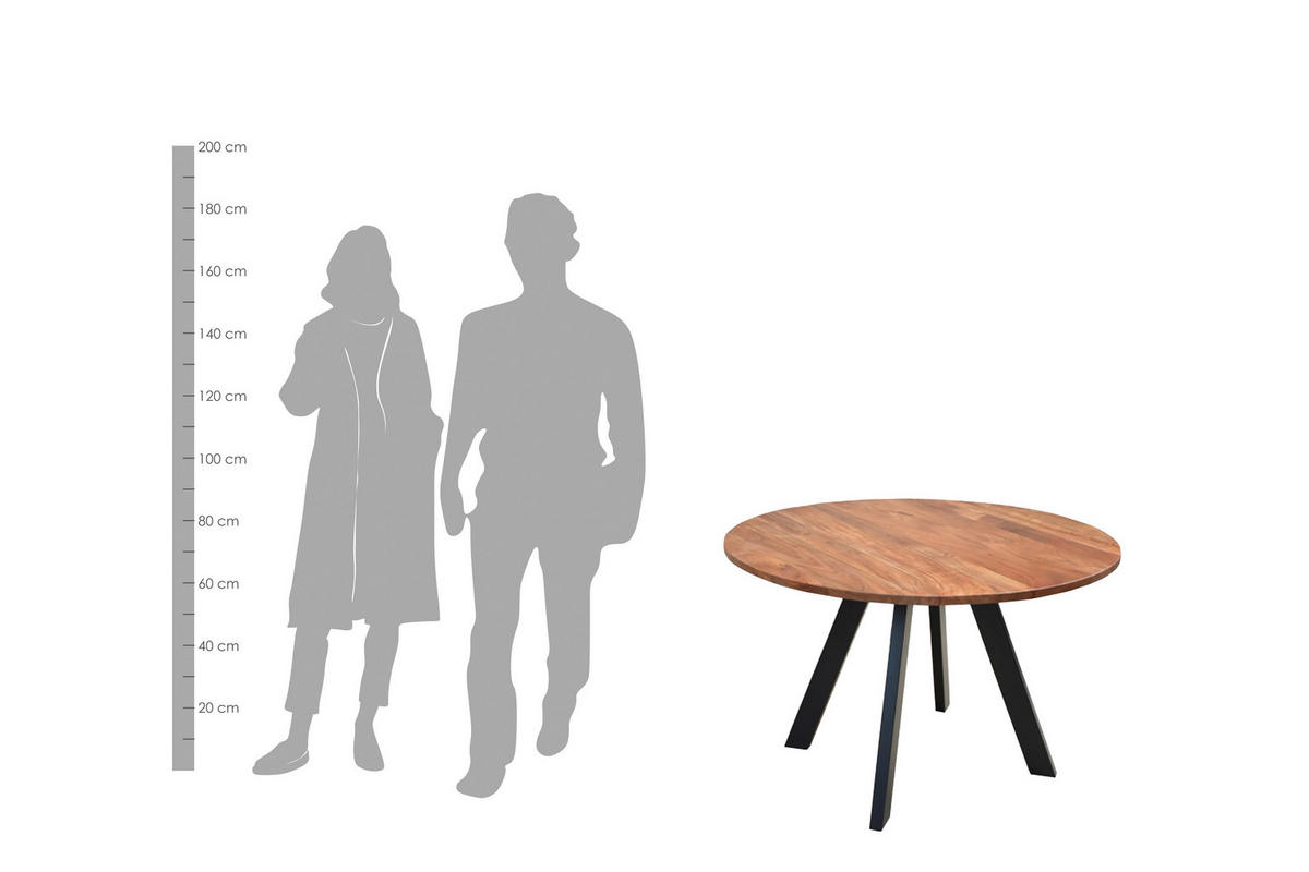 ESSTISCH in Holz, Metall 120/120/76 cm  - Schwarz/Akaziefarben, MODERN, Holz/Metall (120/120/76cm) - MID.YOU