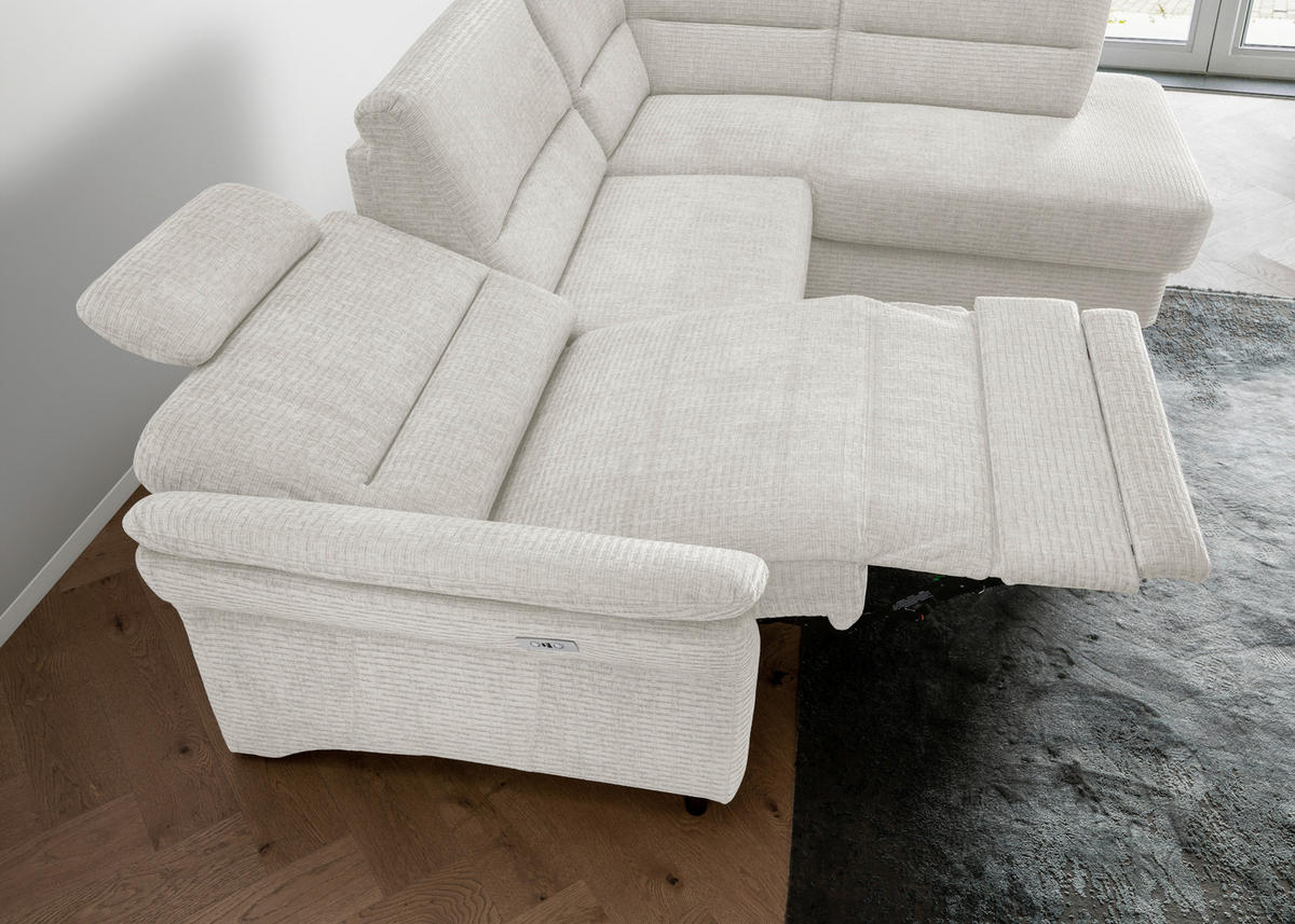 ECKSOFA in Mikrofaser Creme  - Weiss/Creme, Modern, Holz/Textil (266/190cm) - Livetastic