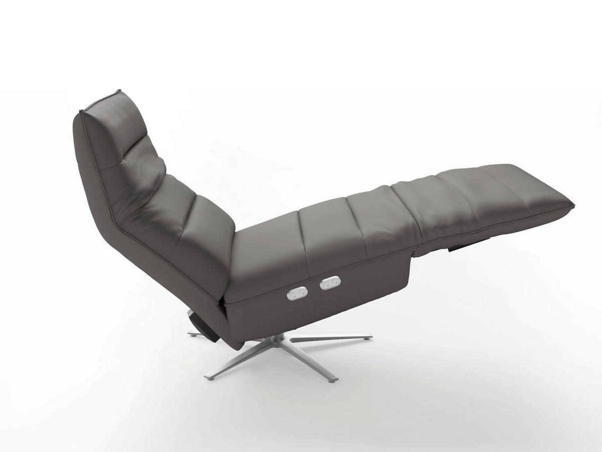 RELAXSESSEL Leder Mokka  - Silberfarben/Mokka, Basics, Leder/Metall (80/109/98cm) - Sit & More
