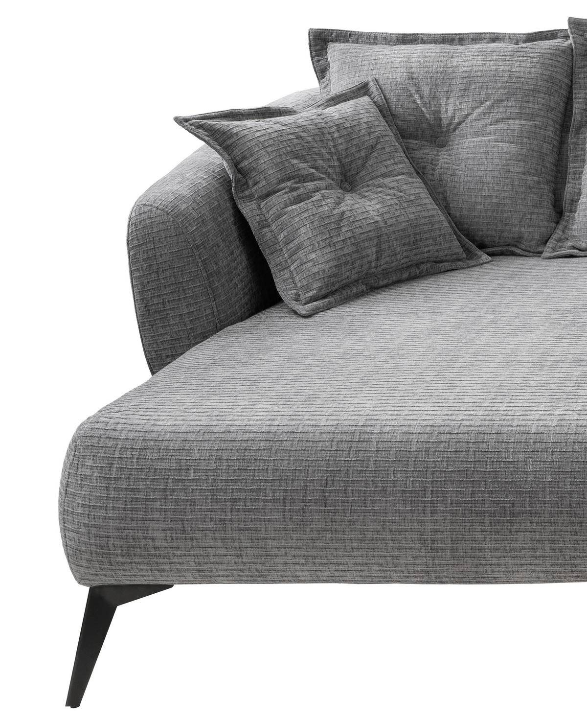 ECKSOFA Grau Mikrofaser  - Schwarz/Grau, MODERN, Textil/Metall (162/277cm) - Livetastic