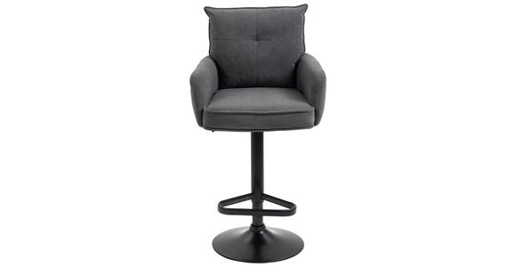 BARHOCKER Cord Anthrazit, Schwarz Eisen Stoffauswahl, Sitzfläche 360° drehbar, inklusive Armlehnen - Anthrazit/Schwarz, Design, Textil/Metall (54/98-120/58cm) - Novel