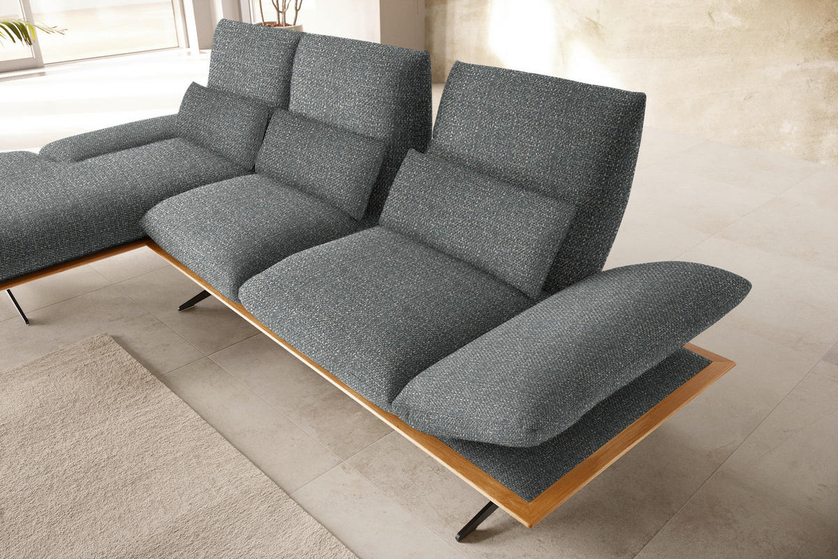 ECKSOFA in Flachgewebe Graubraun  - Graubraun/Schwarz, Design, Holz/Textil (159/314cm) - Dieter Knoll