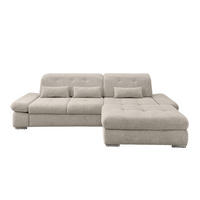 ECKSOFA in Chenille Beige  - Chromfarben/Beige, Design, Textil/Metall (300/196cm) - Livetastic