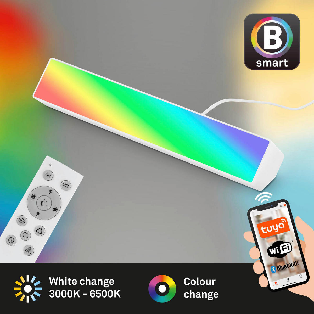 STONA LED LAMPA - bela, Dizajnerski, plastika (25,5/4,5/5,1cm)