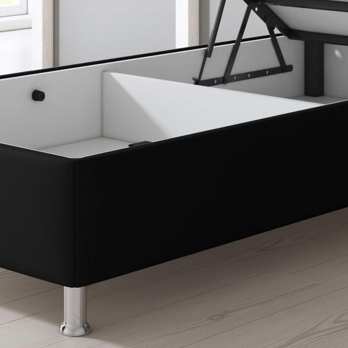 Boxspringbett mit Topper  in Schwarz  - Silberfarben/Schwarz, KONVENTIONELL, Leder/Textil (90/115/210cm) - MID.YOU