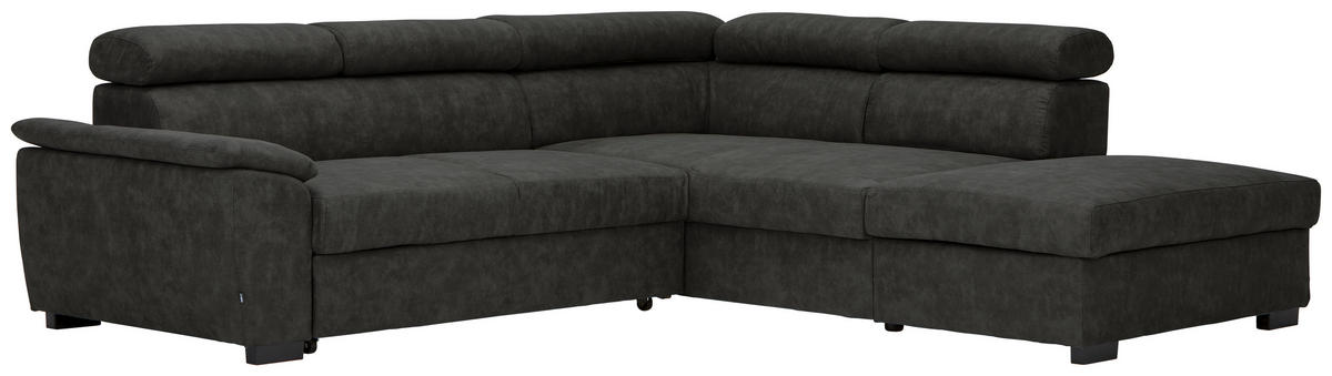 ECKSOFA in Lederlook Anthrazit  263/230 cm  - Anthrazit/Schwarz, MODERN, Kunststoff/Textil (263/230cm) - Hom`in