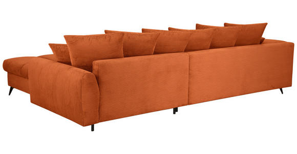 ECKSOFA Dunkelorange Cord Rückenkissen, Armlehnenkissen, Rücken echt  - Dunkelorange/Schwarz, KONVENTIONELL, Textil/Metall (332/231cm) - Carryhome