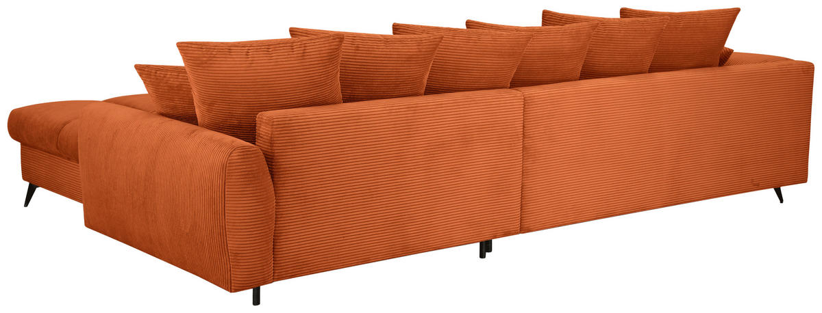 ECKSOFA Dunkelorange Cord Rückenkissen, Armlehnenkissen, Rücken echt  - Dunkelorange/Schwarz, KONVENTIONELL, Textil/Metall (332/231cm) - Carryhome