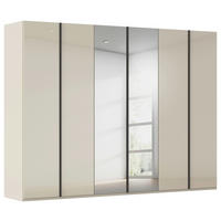 DREHTÜRENSCHRANK 301/235/61 cm,  in Champagner, 6-türig  - Champagner/Graphitfarben, Basics, Glas/Holzwerkstoff (301/235/61cm) - Novel