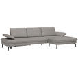 ECKSOFA in Echtleder Hellgrau  - Hellgrau/Schwarz, Design, Leder/Metall (325/157cm) - Dieter Knoll