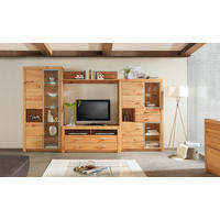 WOHNWAND  in Buchefarben  322/196/50 cm  - Buchefarben/Alufarben, KONVENTIONELL, Glas/Holz (322/196/50cm) - Cantus