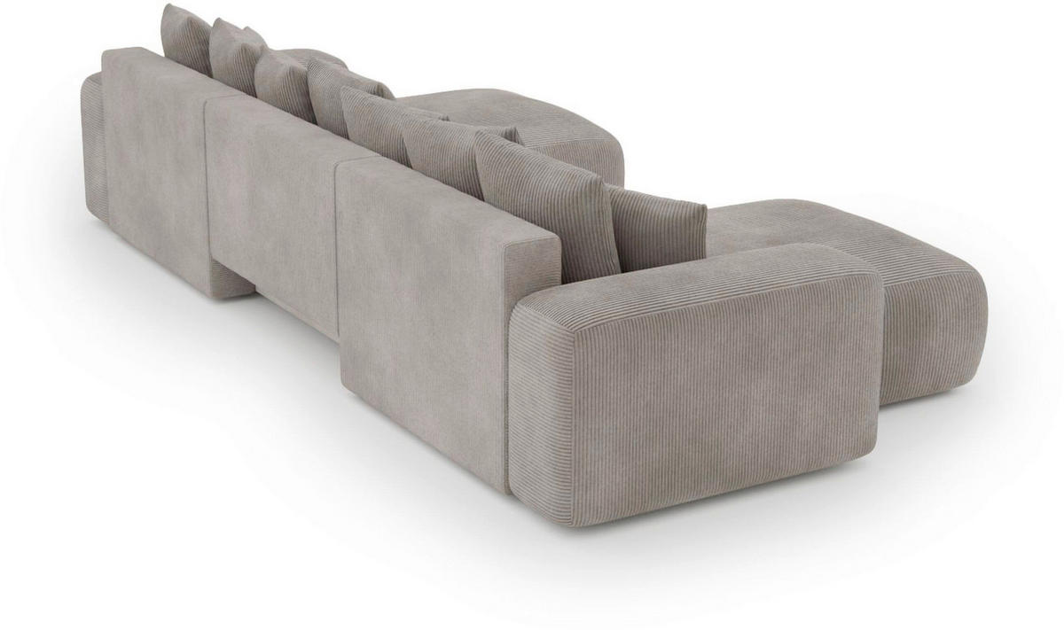 WOHNLANDSCHAFT Braun Cord  - Schwarz/Braun, Basics, Kunststoff/Textil (176/364/176cm) - Lomoco