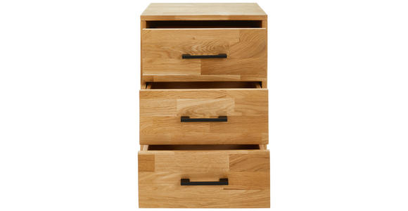 ROLLCONTAINER Wildeiche massiv Eichefarben  - Eichefarben, MODERN, Holz/Kunststoff (40/57/42cm) - Linea Natura