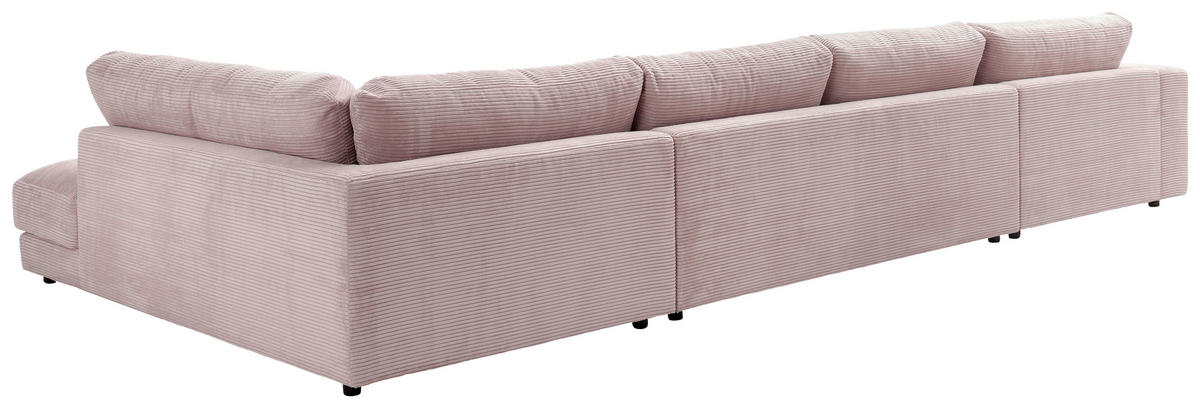 WOHNLANDSCHAFT Rosa Cord  - Schwarz/Rosa, Design, Kunststoff/Textil (190/425/224cm) - Hom`in