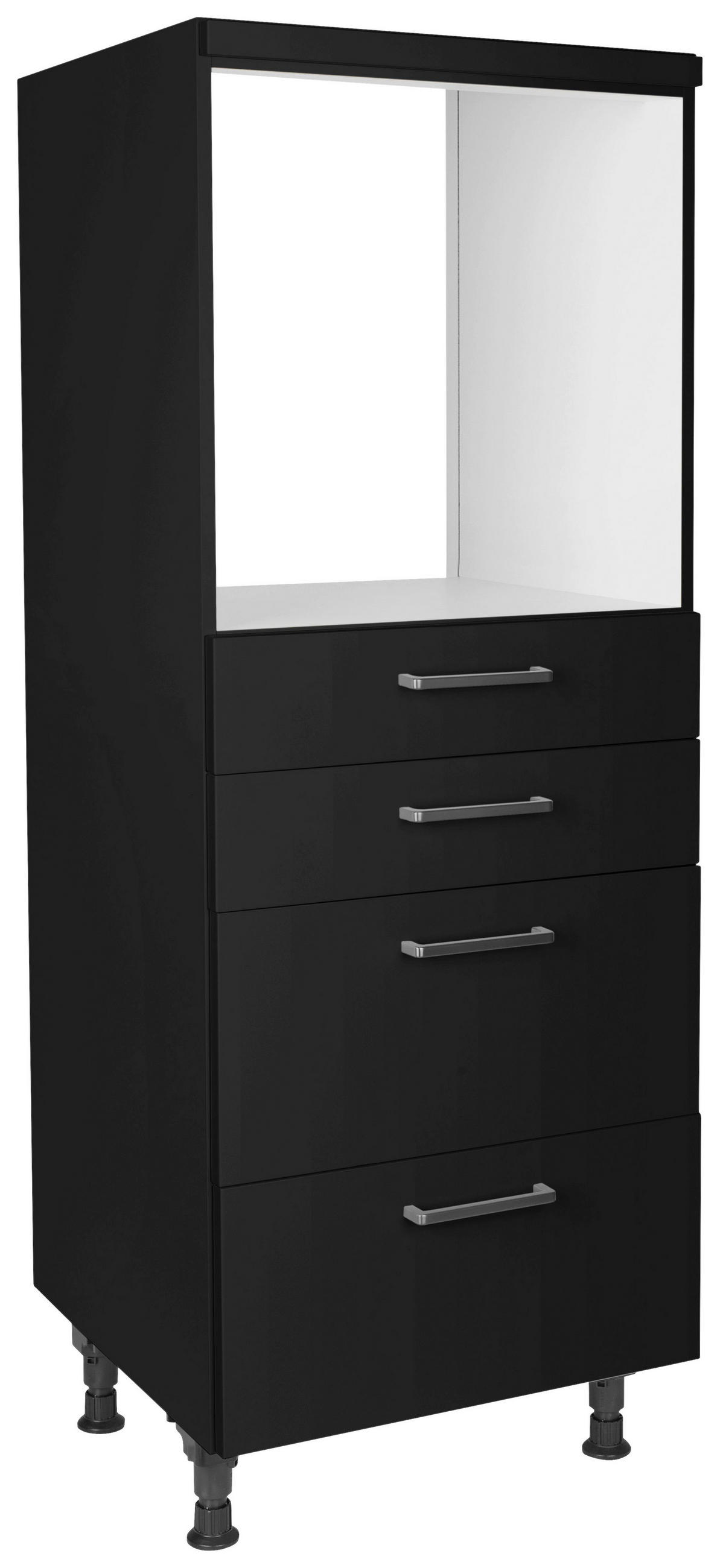 GERÄTEUMBAUSCHRANK 60/168/58 cm  in Schwarz  - Edelstahlfarben/Schwarz, MODERN, Holzwerkstoff/Metall (60/168/58cm) - Nobilia