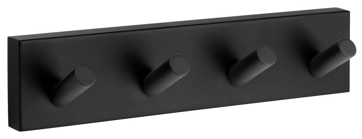 LIŠTA S HÁČIKMI, čierna - čierna, Basics, kov (17,8/3,9/4,5cm)