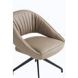 ARMLEHNSTUHL  Sitzfläche 360° drehbar, automatische Rückholfunktion  Echtleder  - Beige/Schwarz, Design, Leder/Metall (61/81/66cm) - Dieter Knoll