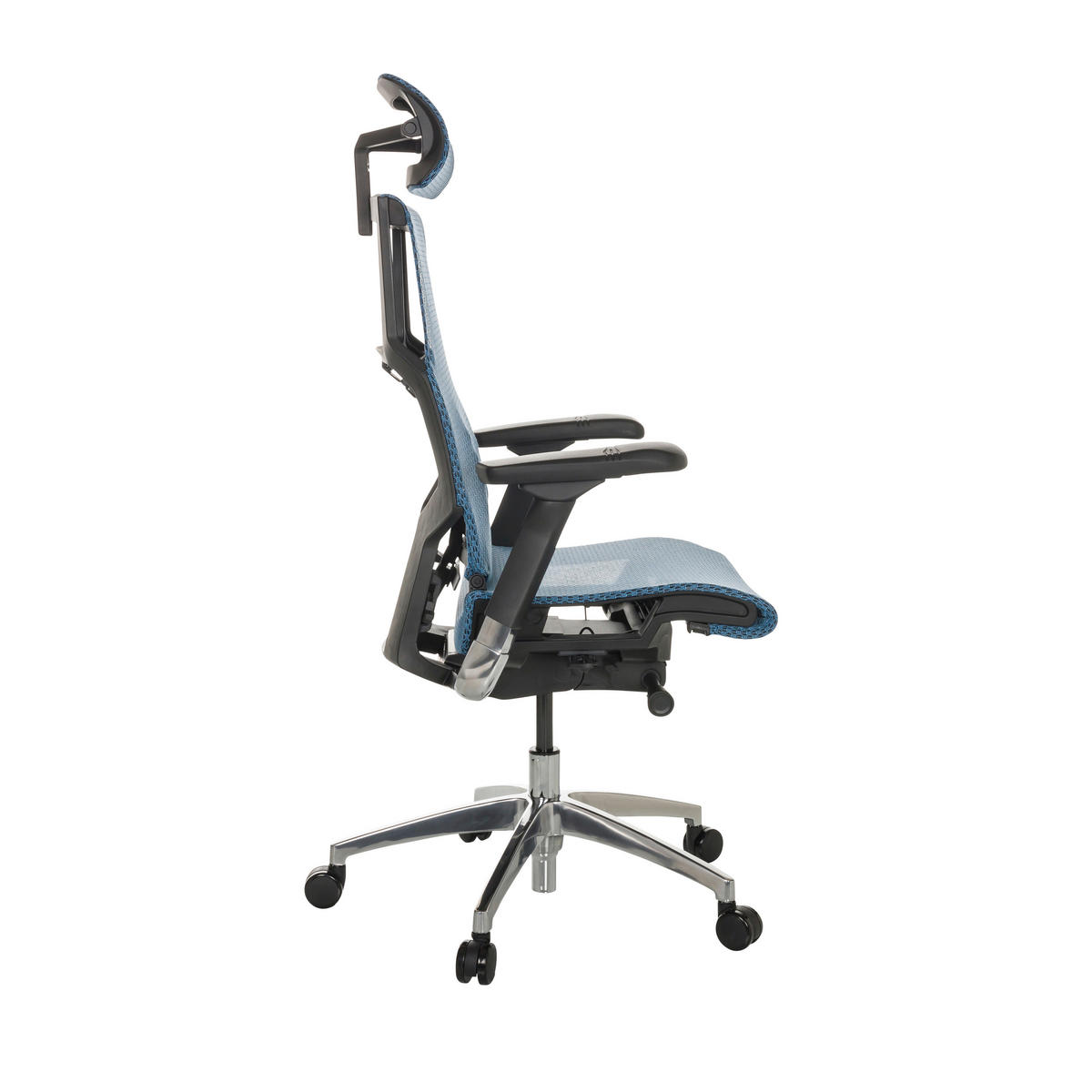 DREHSTUHL Netz Blau  - Blau/Silberfarben, Basics, Kunststoff/Textil (67/119-135/60cm) - MID.YOU