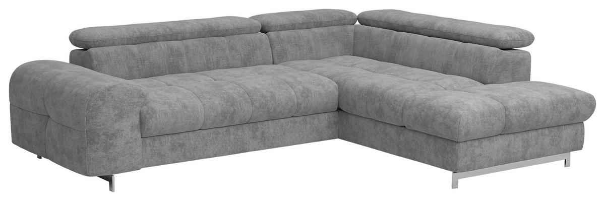 ECKSOFA in Mikrofaser Hellgrau  - Chromfarben/Hellgrau, Konventionell, Textil/Metall (257/206cm) - Livetastic