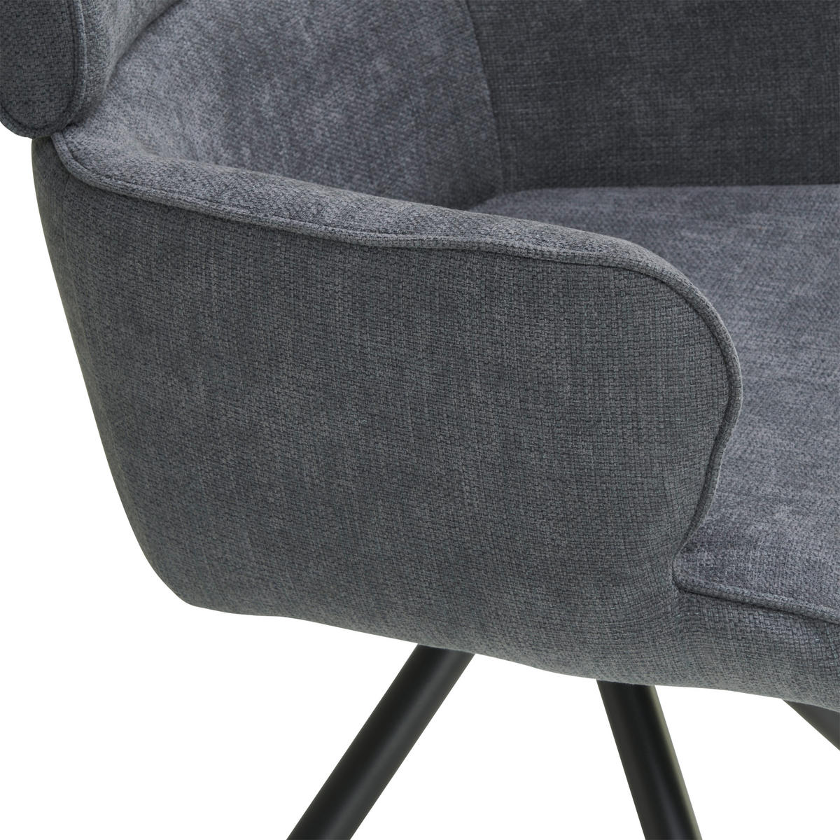 ARMLEHNSTUHL  in Eisen Webstoff  - Anthrazit/Schwarz, KONVENTIONELL, Textil/Metall (62/89/62cm) - Livetastic
