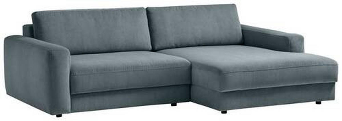 ECKSOFA in Cord Blaugrau  - Blaugrau/Schwarz, Modern, Textil (250/176cm) - Trendmanufaktur