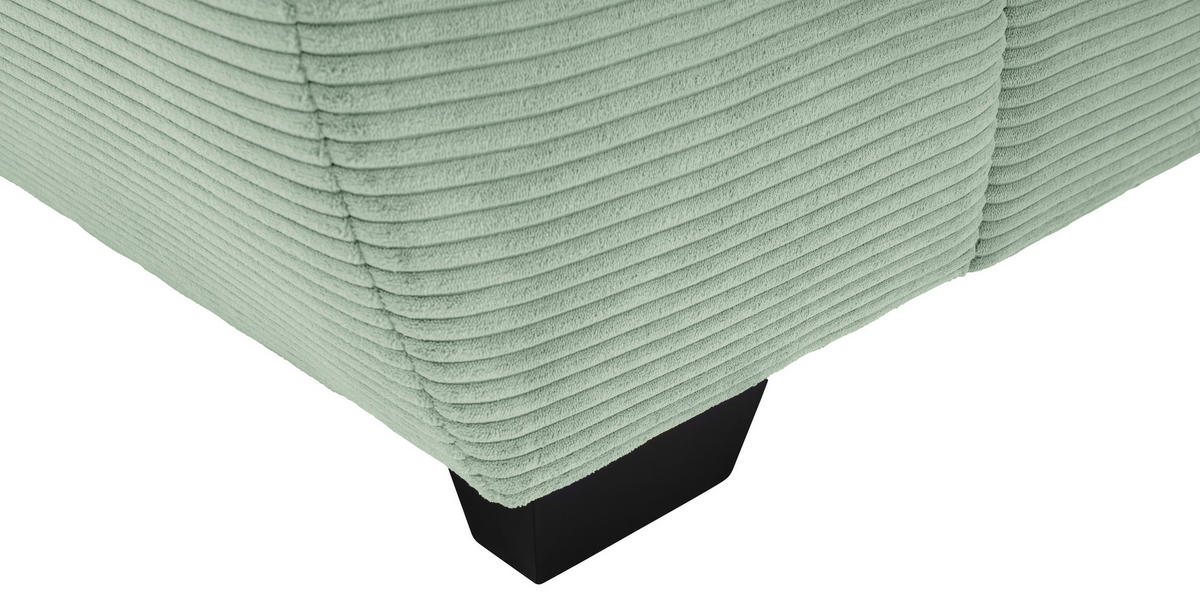 ECKSOFA Pastellgrün Cord Rückenkissen, Armlehnenkissen, Bettkasten, Schlaffunktion, Rücken echt, Liegefläche im Originalstoff  - Pastellgrün/Schwarz, KONVENTIONELL, Kunststoff/Textil (304/212cm) - Carryhome