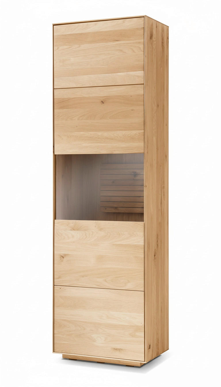VITRINE  in massiv Asteiche Eichefarben  - Eichefarben, KONVENTIONELL, Glas/Holz (60/200/37cm) - Linea Natura