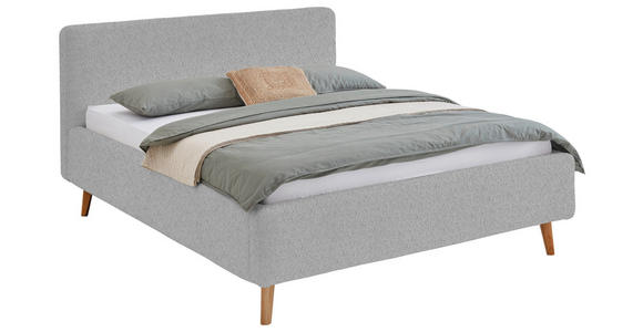 POLSTERBETT 160/200 cm,  in Grau, Lattenrost, Bettkasten,  - Eichefarben/Birkefarben, Design, Holz/Textil (160/200cm) - Xora
