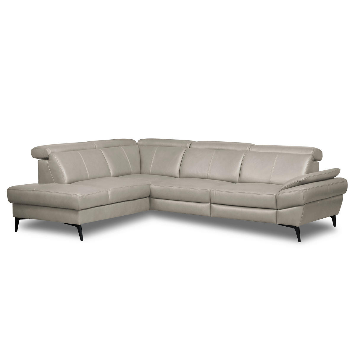 ECKSOFA  in Lederlook Echtleder Platinfarben  211/264 cm  - Platinfarben/Schwarz, Design, Leder/Textil (211/264cm) - Livetastic