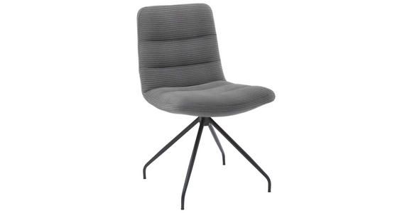 STUHL  in Cord Textil  - Dunkelgrau/Schwarz, Design, Textil/Metall (52/88/66cm) - Dieter Knoll