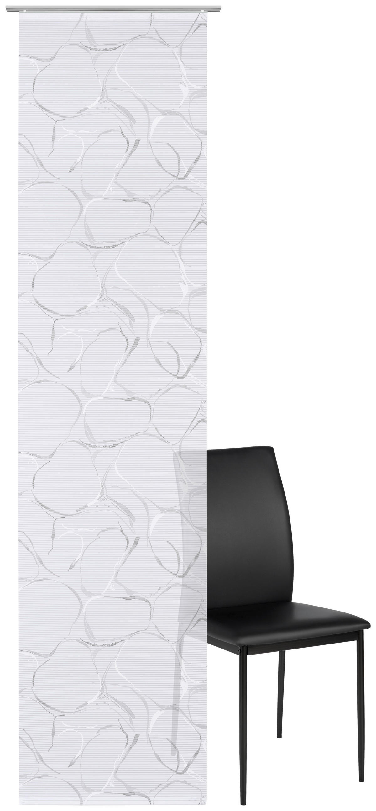 FLÄCHENVORHANG   halbtransparent  60/255 cm   - Dunkelgrau/Weiß, KONVENTIONELL, Textil (60/255cm) - Novel