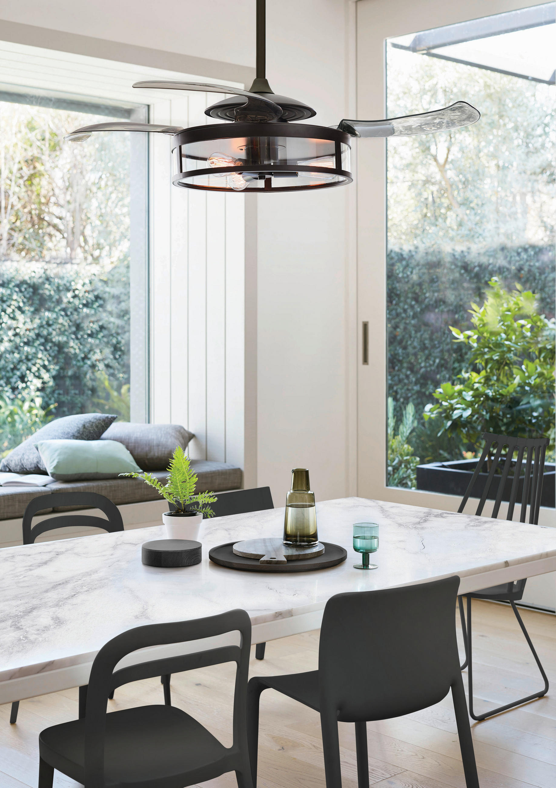 DECKENVENTILATOR 122/41 cm   - Transparent/Schwarz, Basics, Kunststoff/Metall (122/41cm) - P & B