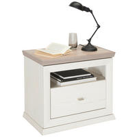 NOČNÍ STOLEK, šedá, bílá, 63/55/38 cm - šedá/bílá, Lifestyle, kov/kompozitní dřevo (63/55/38cm) - Hom`in