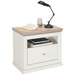 NACHTSCHRANK 63/55/38 cm  - Weiß/Grau, LIFESTYLE, Holzwerkstoff/Metall (63/55/38cm) - Hom`in