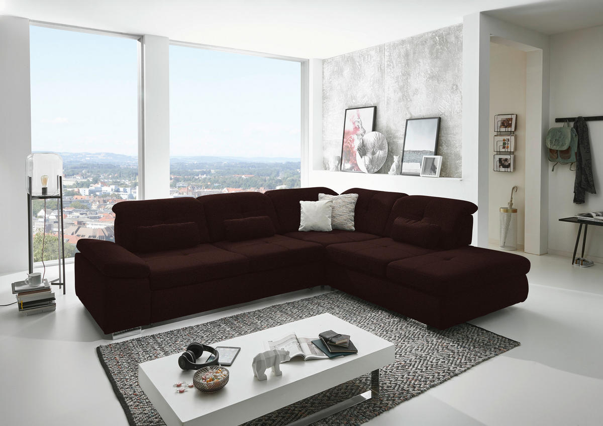 ECKSOFA  in Mikrofaser Braun  312/260 cm  - Chromfarben/Braun, Design, Textil/Metall (312/260cm) - Beldomo Style