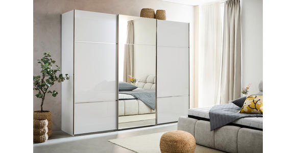 SCHWEBETÜRENSCHRANK 271/223/68 cm 3-türig Weiß - Chromfarben/Weiß, KONVENTIONELL, Glas/Holzwerkstoff (271/223/68cm) - Novel