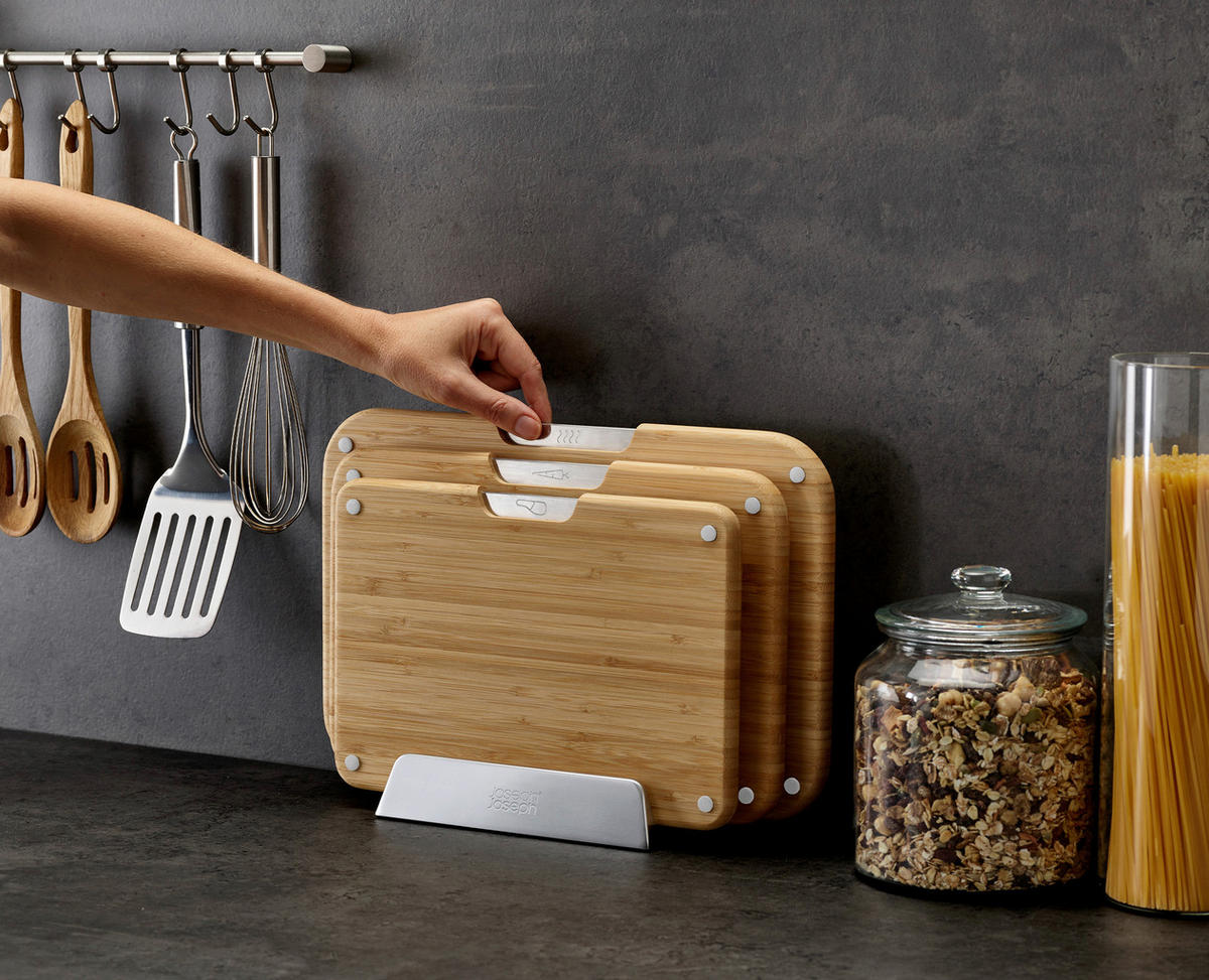 SCHNEIDEBRETT-SET Holz, Metall, Kunststoff Bambus Nest  - Karamell, Basics, Holz/Kunststoff (37/25/9,5cm) - Joseph Joseph