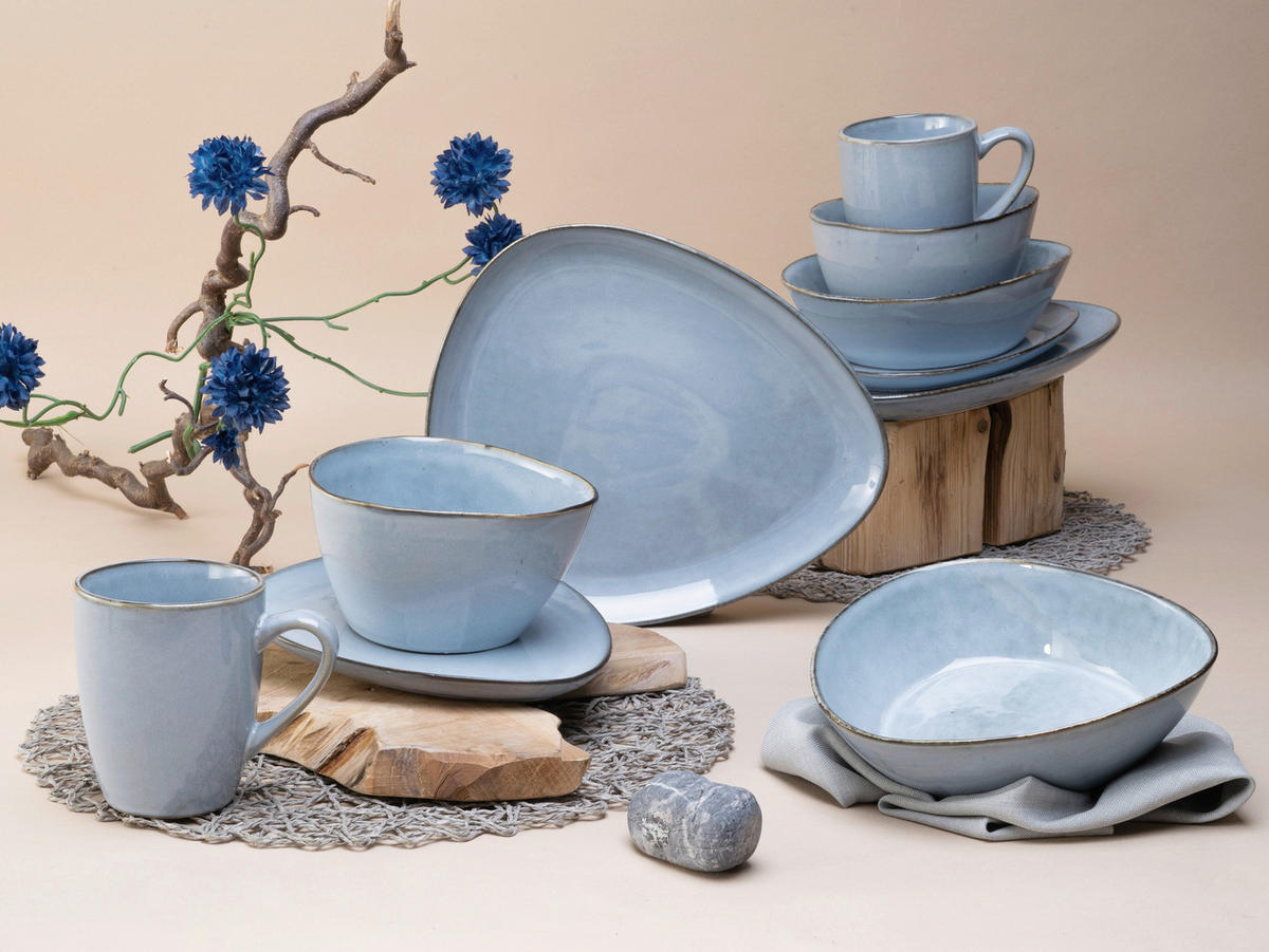 KOMBISERVICE Pastellblau Cloudy 10-teilig 2 Personen  - Pastellblau, Basics, Keramik - Creatable