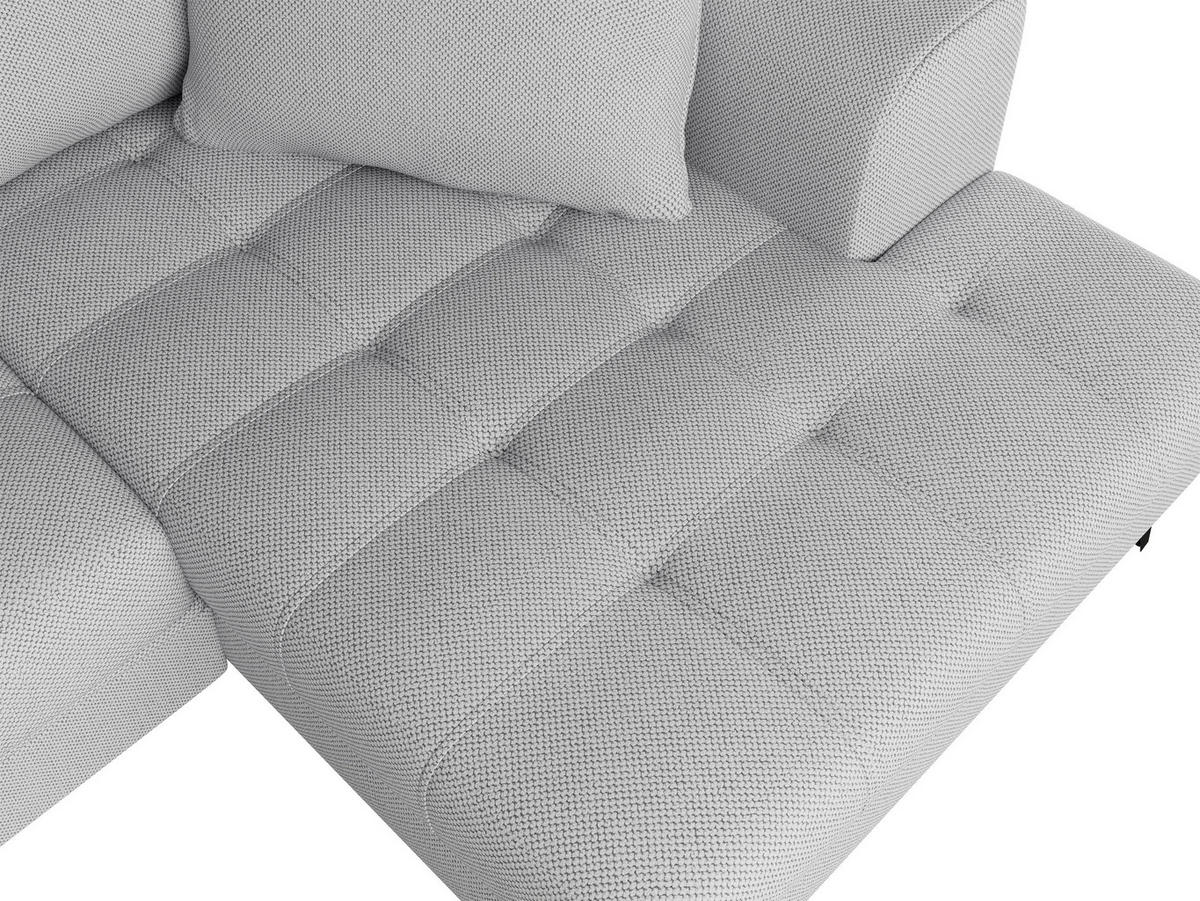 Ecksofa inkl. Funktionen in Webstoff Hellgrau  - Hellgrau/Schwarz, MODERN, Textil/Metall (177/279cm)