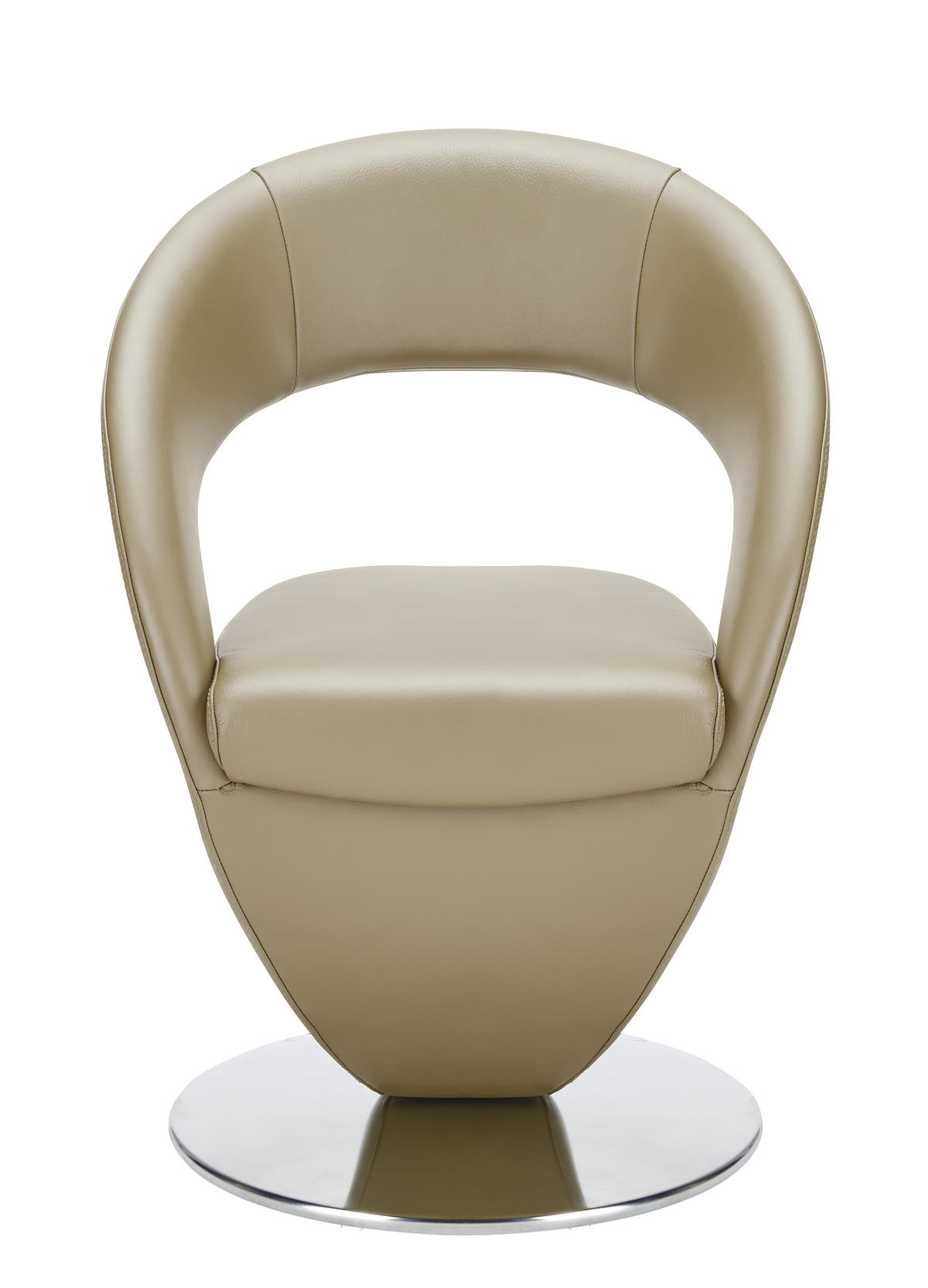 STUHL Echtleder Edelstahlfarben, Hellbraun  - Hellbraun/Edelstahlfarben, Design, Leder/Metall (62/86/61cm) - Moderano