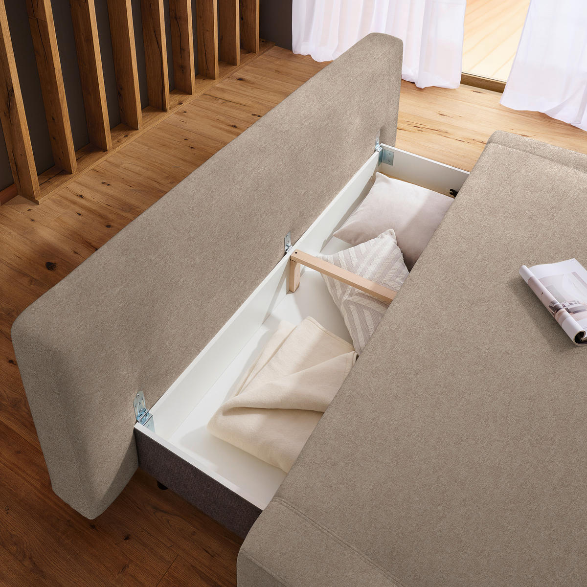 SCHLAFSOFA in Textil Beige  - Beige/Naturfarben, Design, Holz/Textil (211/88/102cm) - Niels Andersson