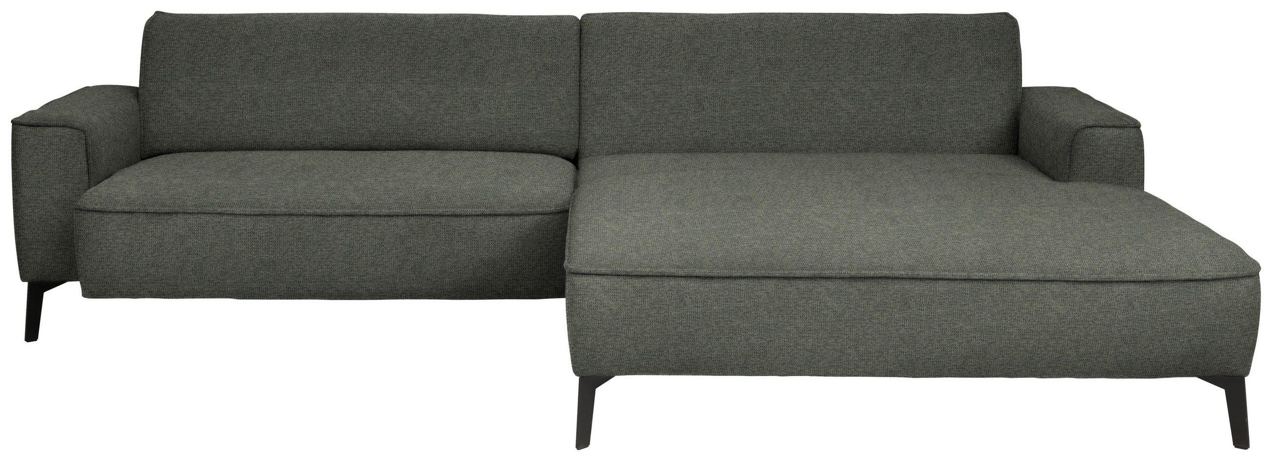 ECKSOFA in Flachgewebe Dunkelgrün  - Dunkelgrün/Schwarz, Design, Textil/Metall (285/190cm) - Johann Jakob
