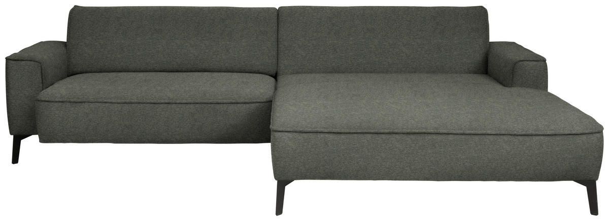 ECKSOFA in Flachgewebe Dunkelgrün  - Dunkelgrün/Schwarz, Design, Textil/Metall (285/190cm) - Johann Jakob