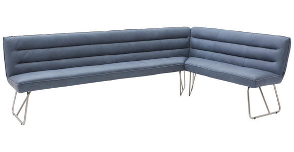 ECKBANK 284/184 cm  in Blaugrau  - Edelstahlfarben/Blaugrau, Design, Leder/Metall (284/184cm) - Dieter Knoll